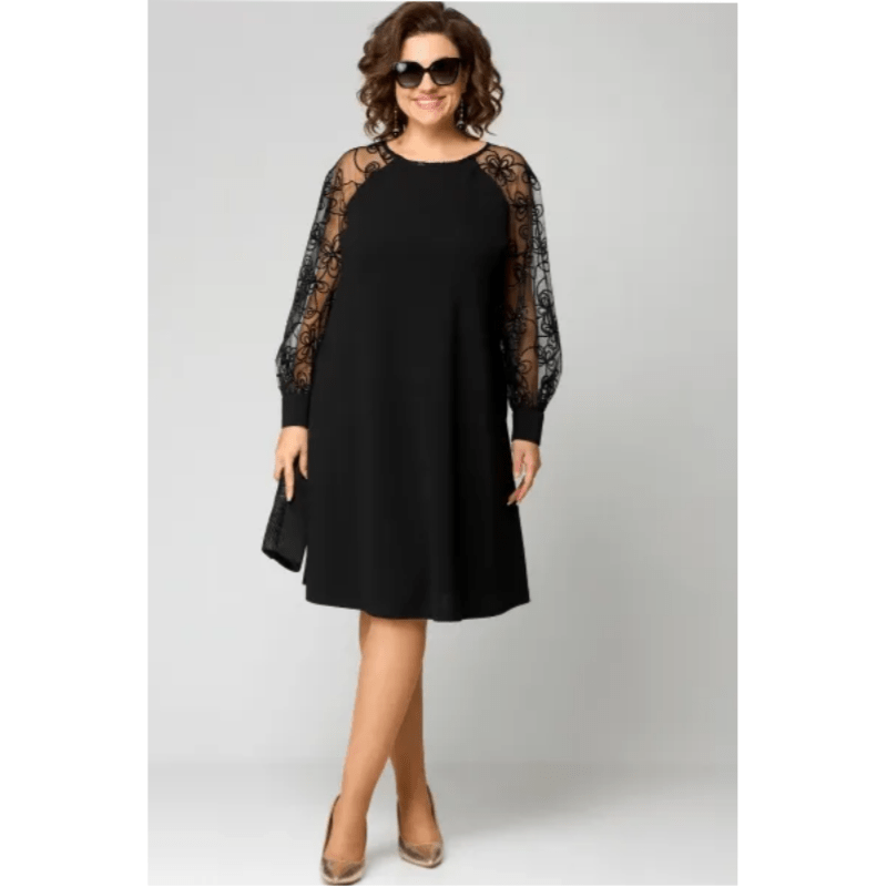 Elegantes schwarzes Midikleid aus Spitze - Livezo