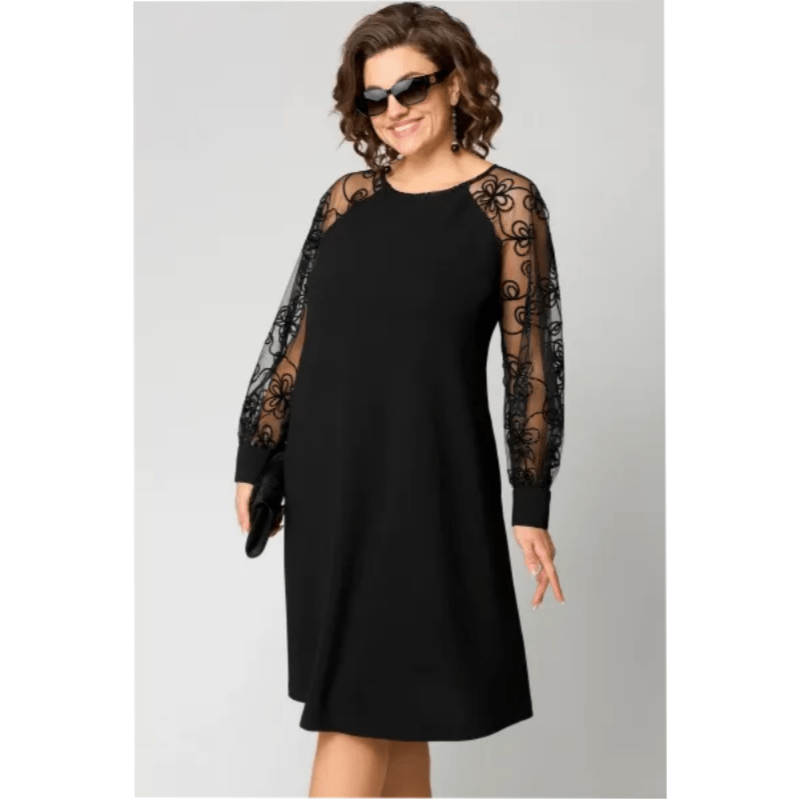 Elegantes schwarzes Midikleid aus Spitze - Livezo