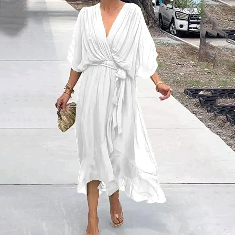 Elegantes Sommerkleid mit V - Ausschnitt - Livezo