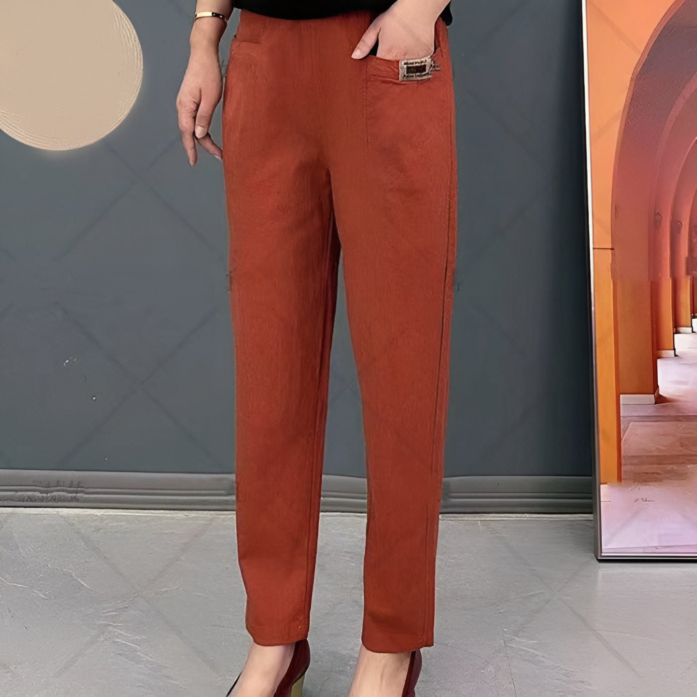 Ellen - Elastische Baumwollhose mit Taille für Frauen - Livezo