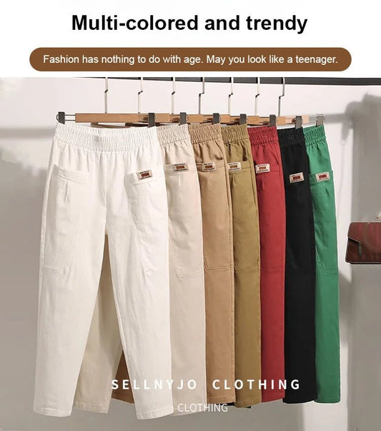Ellen - Elastische Baumwollhose mit Taille für Frauen - Livezo