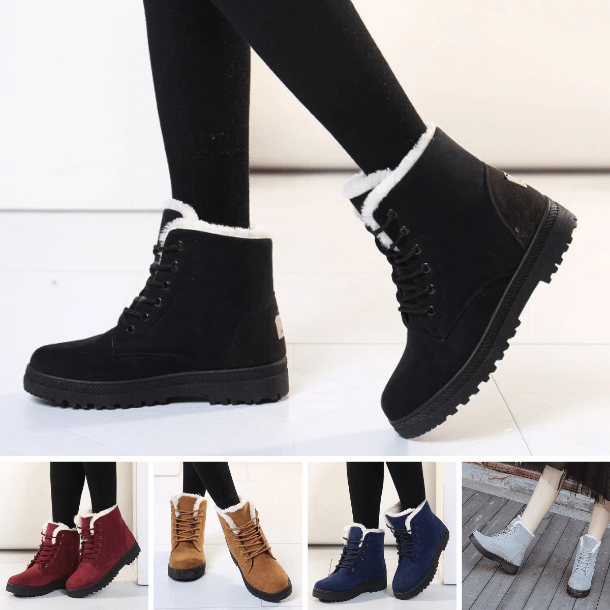 Emma - Rutschfeste Schneestiefel mit Schnürsenkeln - Livezo