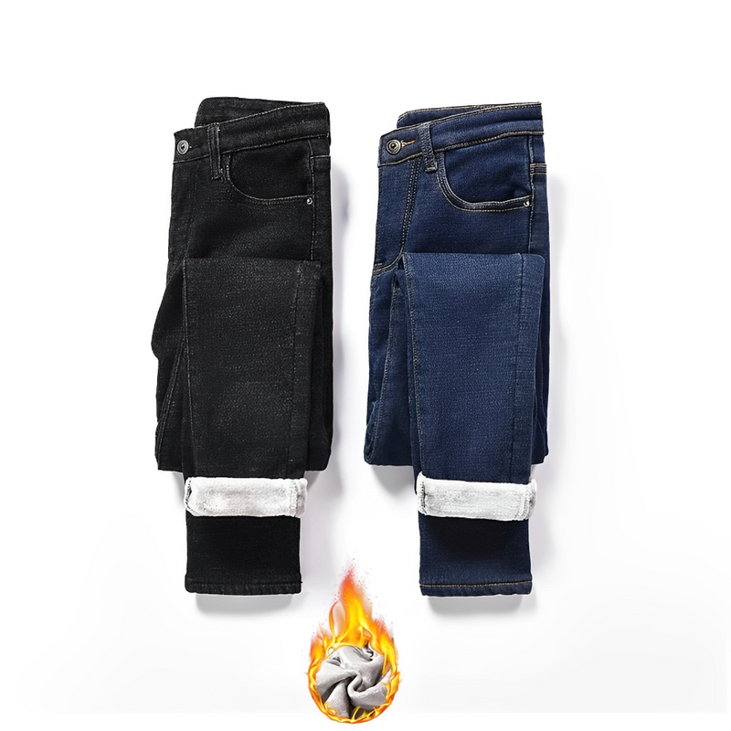 Wilfreda - Fleece-gefütterte Denim-Hose für Frauen