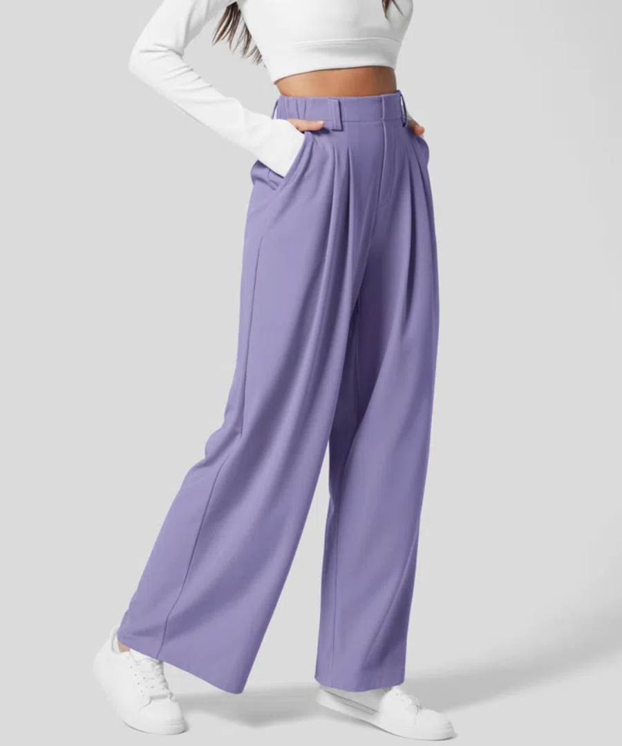 Elegante hoch taillierte elastische Hose