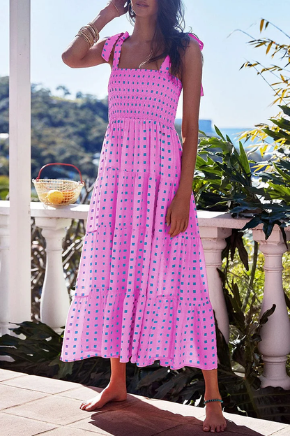 Bedrucktes Trägerkleid mit Patchwork im urbanen Stil