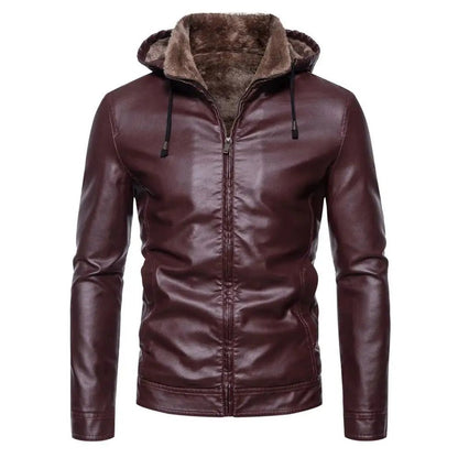 Faux Leather Hooded Jacket - Harren Cole