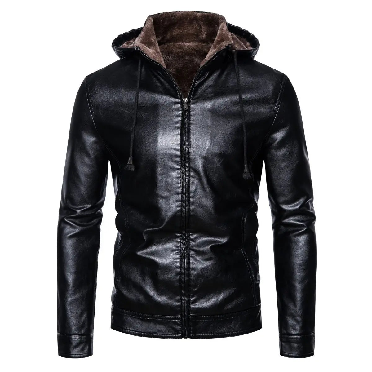 Faux Leather Hooded Jacket - Harren Cole