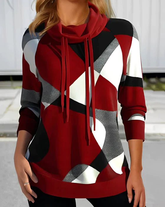Tery - High collar contrast hooded top
