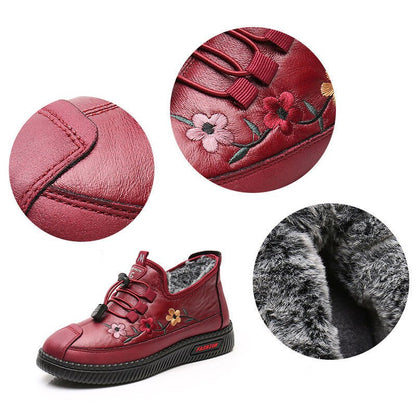 Bequeme Fleece-gefütterte Wasserdichte Schuhe mit Blumenstickerei