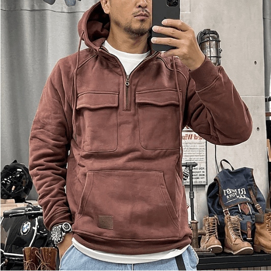 Felix - Herren Lässiger Kapuzenpullover mit Viertelreißverschluss [Letzter Tag Rabatt] - Livezo