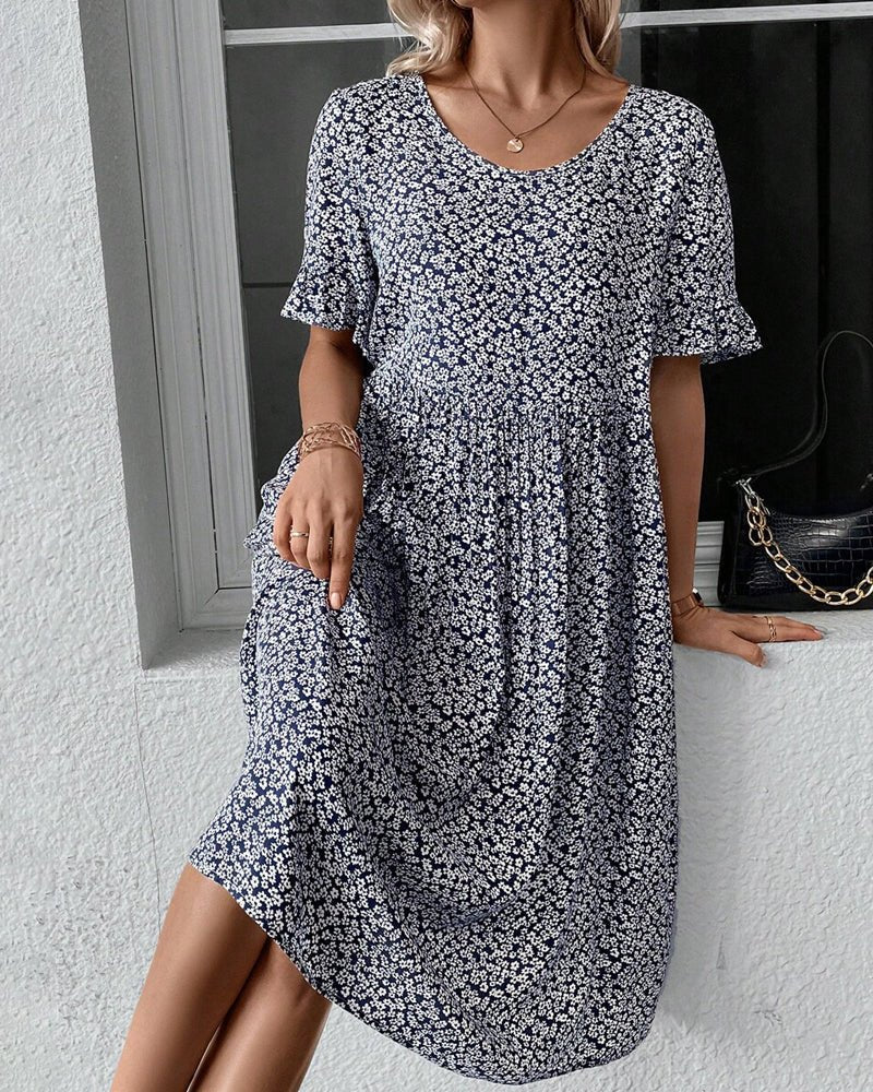 Fleur - Floral Midi Dress - Mühelose Eleganz in jeder Blüte. - Livezo
