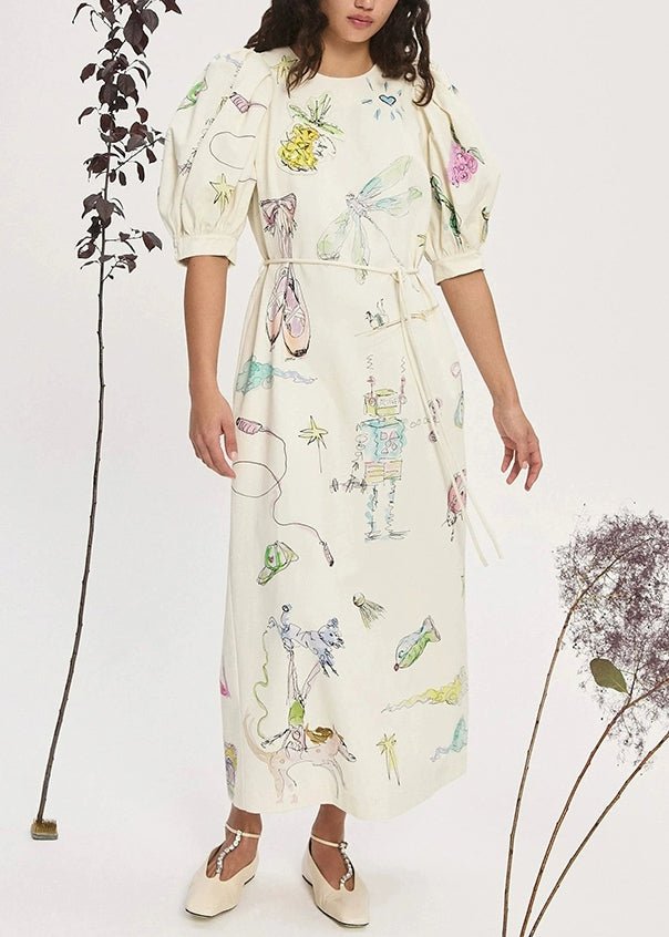 Fließendes aprikosenfarbenes Leinen - Sommerkleid - Livezo