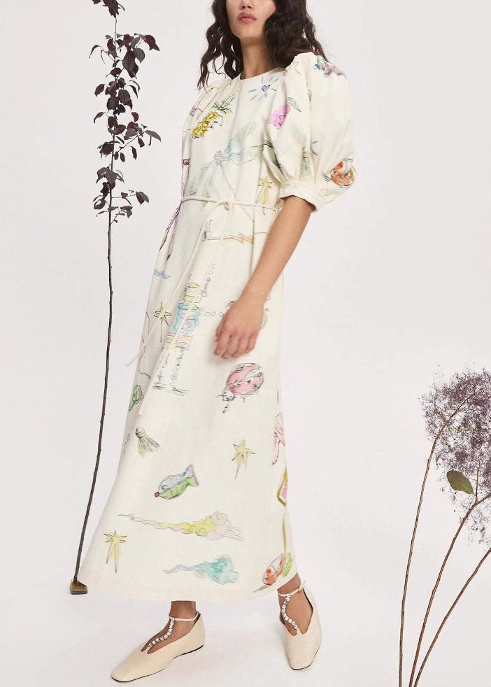 Fließendes aprikosenfarbenes Leinen - Sommerkleid - Livezo