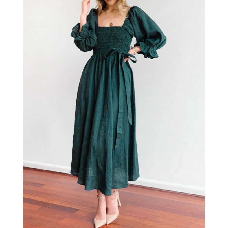 Französisches Kleid mit Rüschärmeln - Livezo