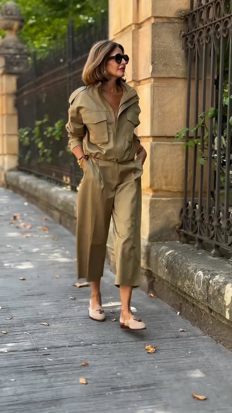 Freizeit - Utility - Cargojacke mit Riemen - und Taschenakzenten - Livezo