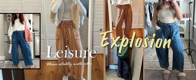 Gemütliche Lounge - Sweatpants mit weitem Bein und Taschen - Livezo