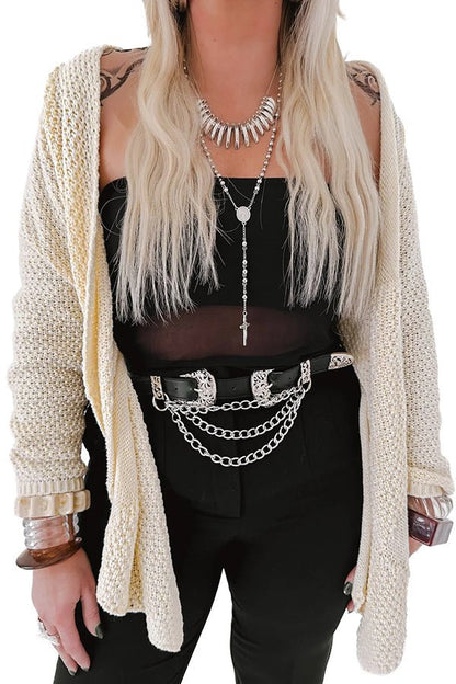 Gemütliche Strick - Mid - Length - Strickjacke mit langen Ärmeln - Livezo