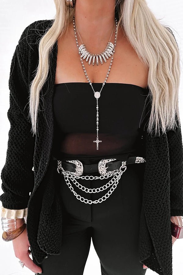 Gemütliche Strick - Mid - Length - Strickjacke mit langen Ärmeln - Livezo