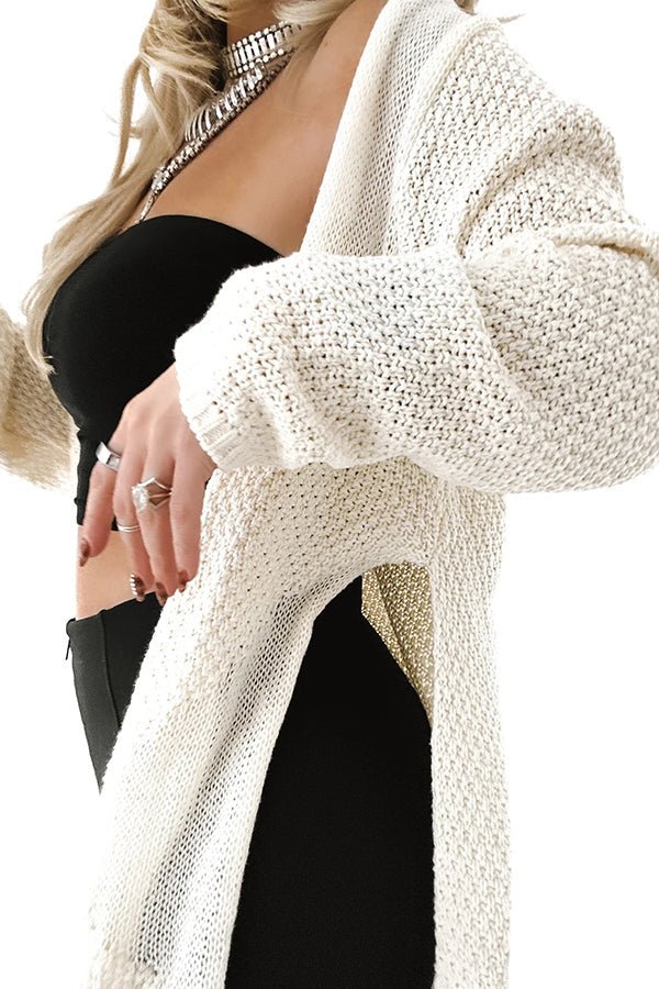 Gemütliche Strick - Mid - Length - Strickjacke mit langen Ärmeln - Livezo