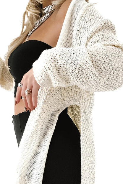 Gemütliche Strick - Mid - Length - Strickjacke mit langen Ärmeln - Livezo