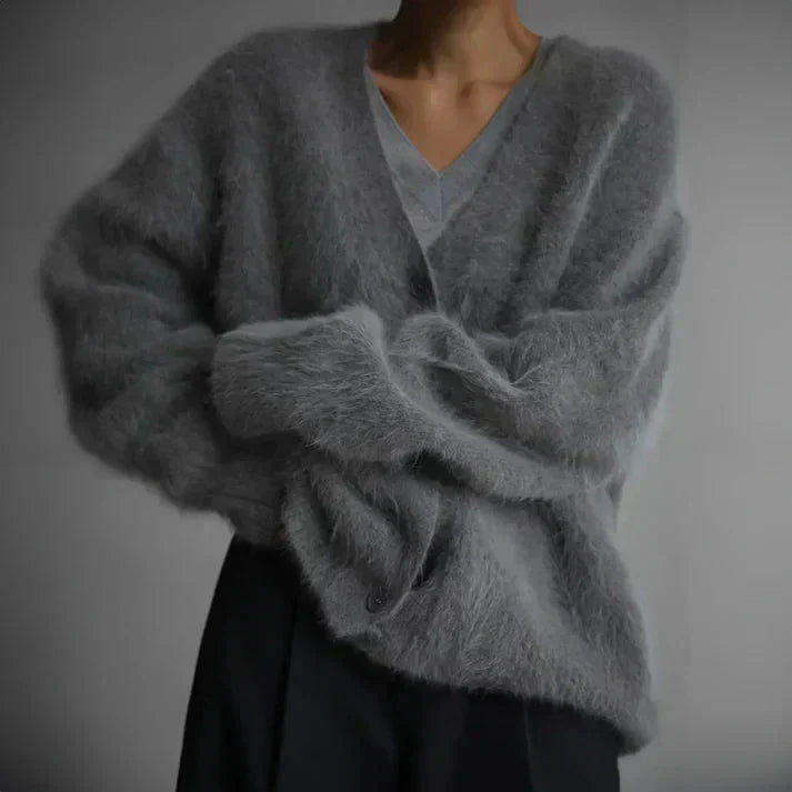 Gemütlicher Damen - Cardigan mit lockerem Schnitt und V - Ausschnitt - Livezo