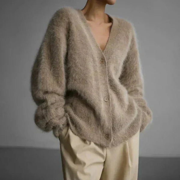 Gemütlicher Damen - Cardigan mit lockerem Schnitt und V - Ausschnitt - Livezo