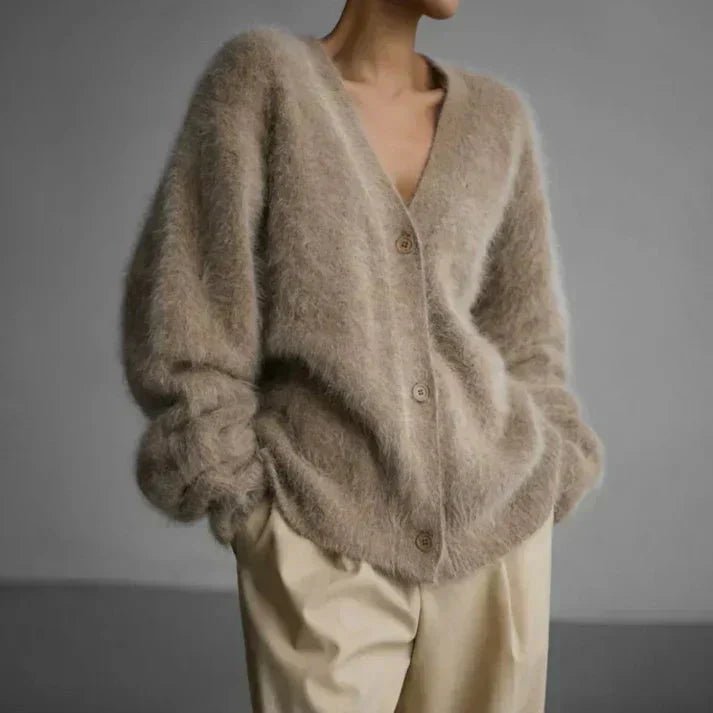 Gemütlicher Damen - Cardigan mit lockerem Schnitt und V - Ausschnitt - Livezo