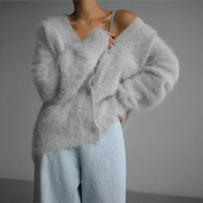 Gemütlicher Damen - Cardigan mit lockerem Schnitt und V - Ausschnitt - Livezo
