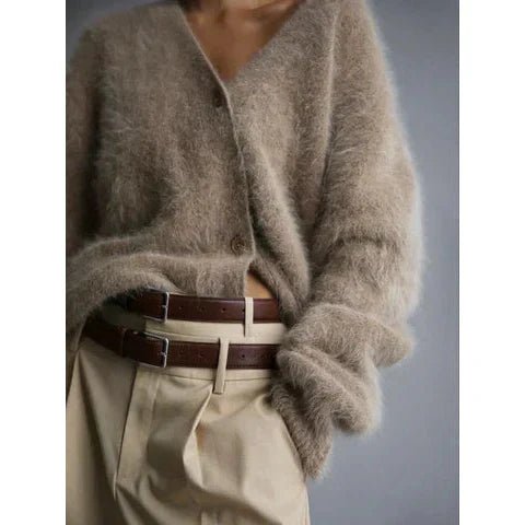 Gemütlicher Damen - Cardigan mit lockerem Schnitt und V - Ausschnitt - Livezo
