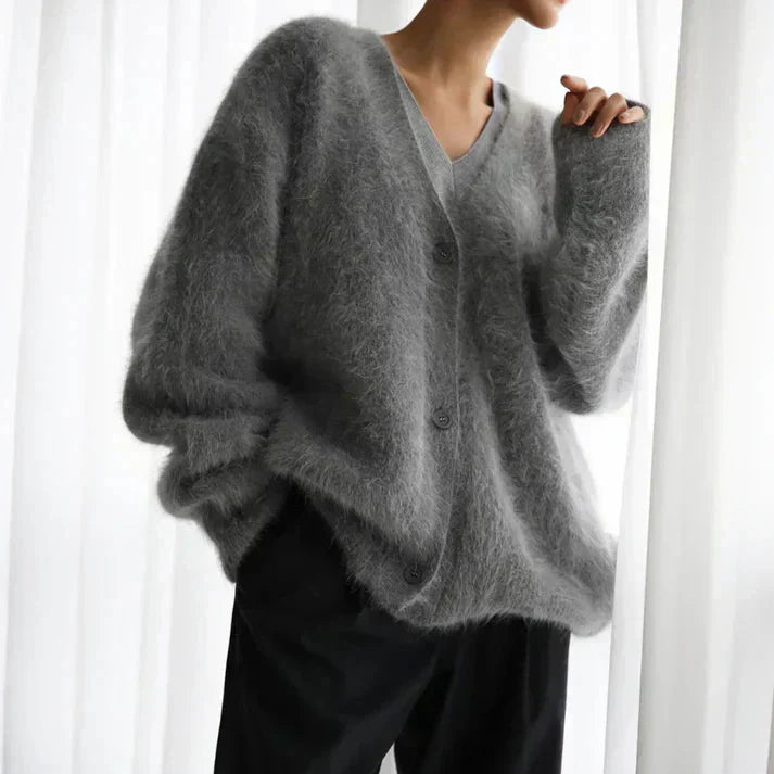 Gemütlicher Damen - Cardigan mit lockerem Schnitt und V - Ausschnitt - Livezo