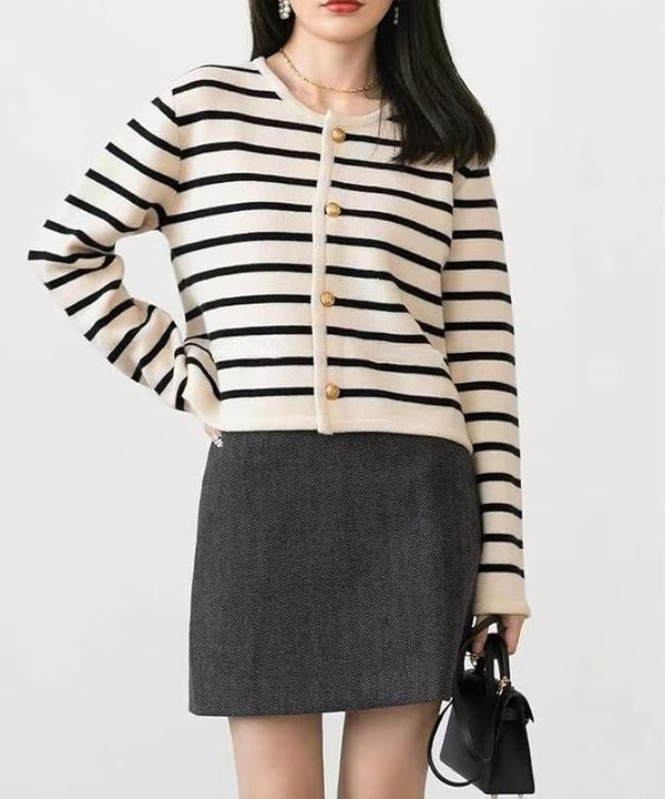 Gemütlicher gestreifter Strickpullover für den Herbst - Livezo