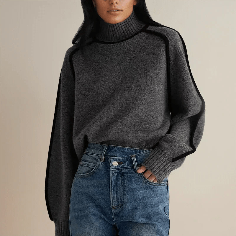 Gemütlicher gestrickter Rollkragenpullover mit langen Ärmeln - Livezo