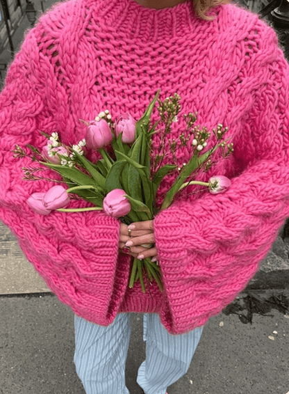 Gemütlicher Grobstrick Pullover mit hohem Kragen und übergroßer Passform - Livezo