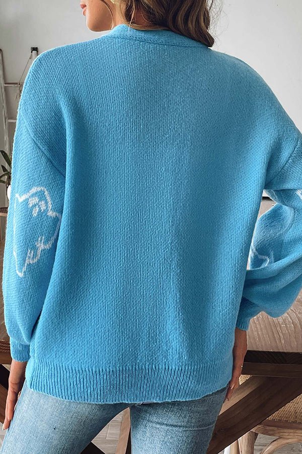 Gemütlicher Halloween - Geister - Strickpullover mit Knöpfen - Livezo