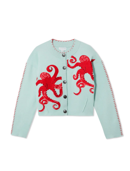 Gemütlicher Küsten - Strickcardigan mit nautischem Oktopus - Design - Livezo