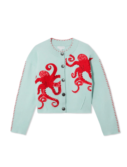 Gemütlicher Küsten - Strickcardigan mit nautischem Oktopus - Design - Livezo