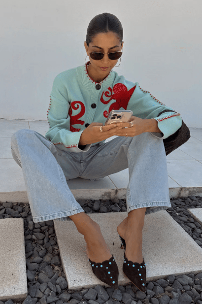 Gemütlicher Küsten - Strickcardigan mit nautischem Oktopus - Design - Livezo