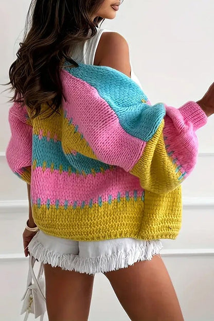 Gemütlicher legerer Strickcardigan mit kontrastierenden Nahtdetails - Livezo