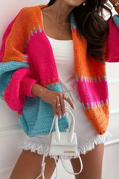 Gemütlicher legerer Strickcardigan mit kontrastierenden Nahtdetails - Livezo