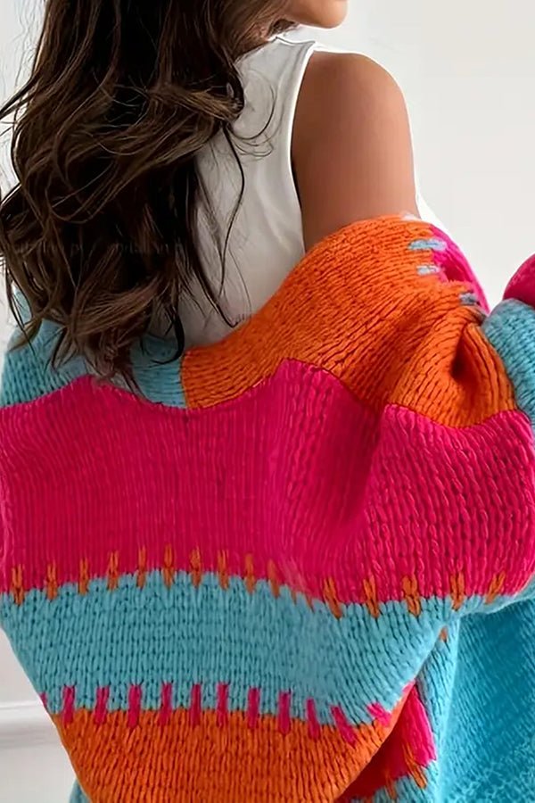 Gemütlicher legerer Strickcardigan mit kontrastierenden Nahtdetails - Livezo