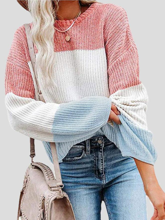 Gemütlicher Strickpullover mit Farbblock - Design für Herbstlagen - Livezo