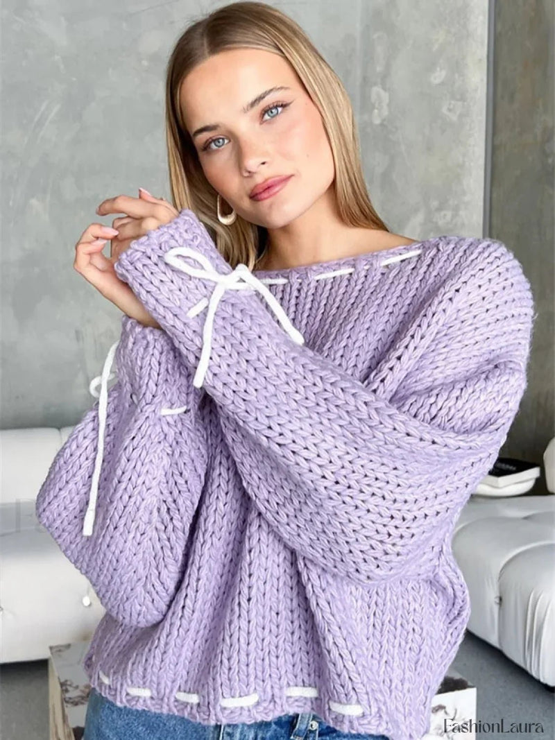 Gemütlicher Strickpullover mit Kontrastdetail - Livezo