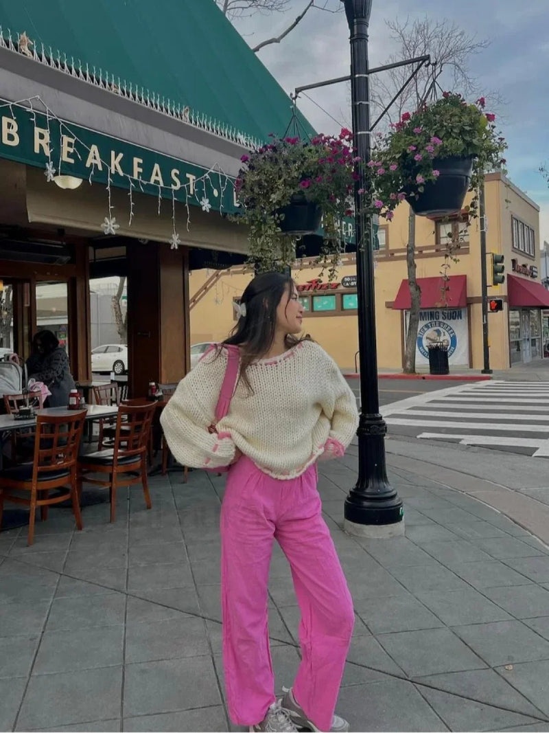 Gemütlicher Strickpullover mit Kontrastdetail - Livezo