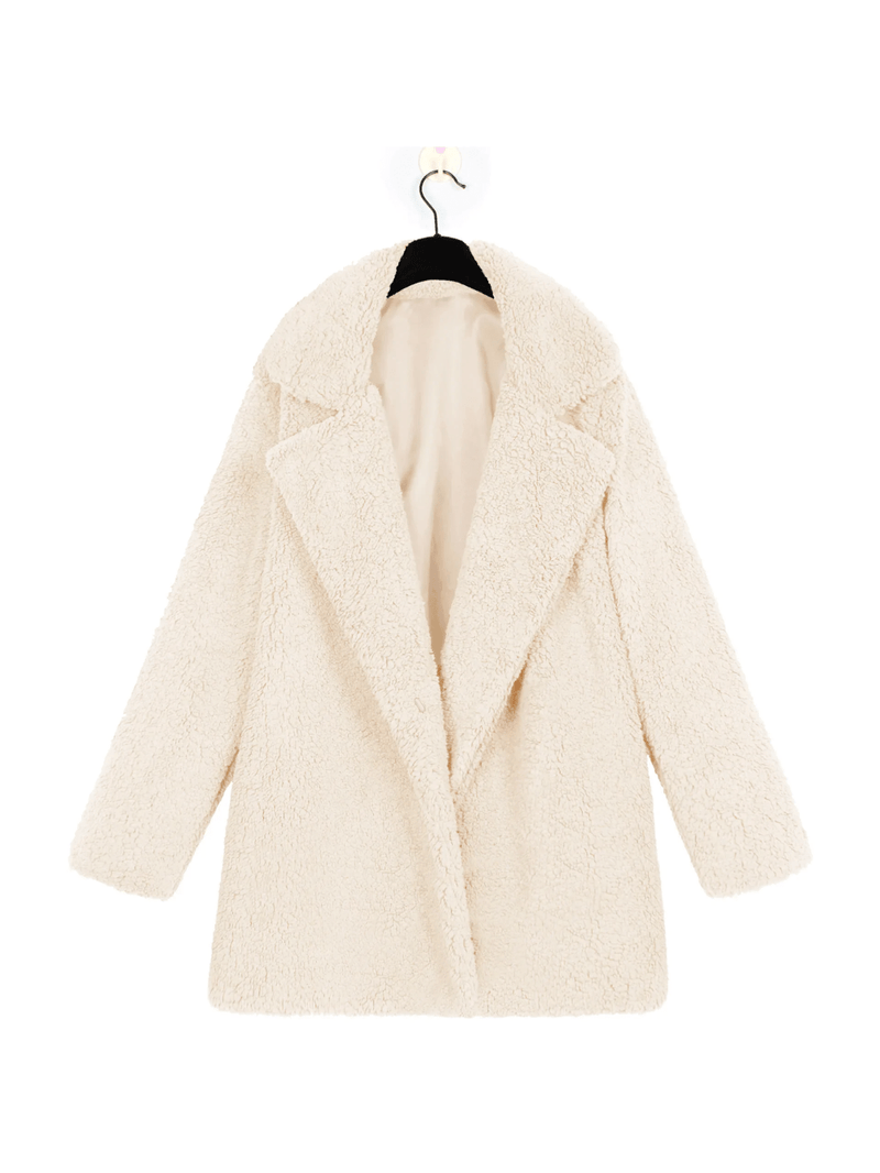 Gemütlicher Teddy - Plüsch - Kurzmantel mit Reverskragen - Livezo