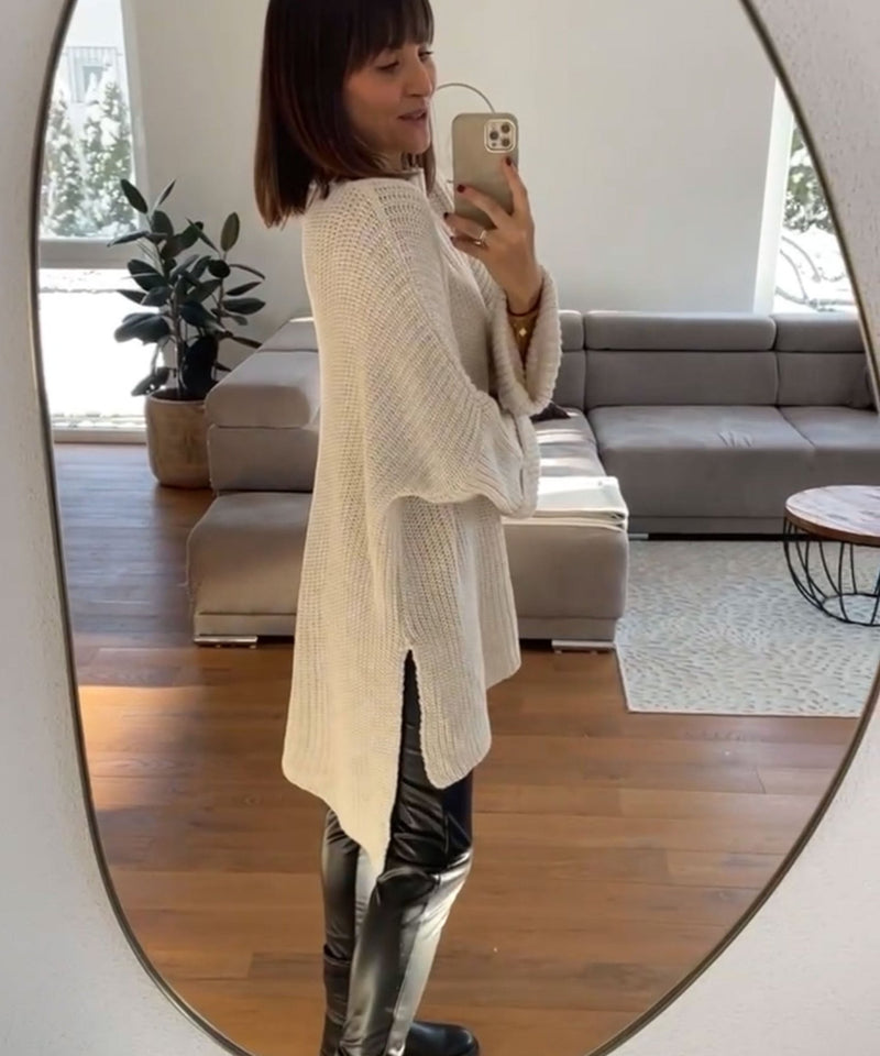 Gemütlicher übergroßer Strickpullover in sanftem Beige - Livezo