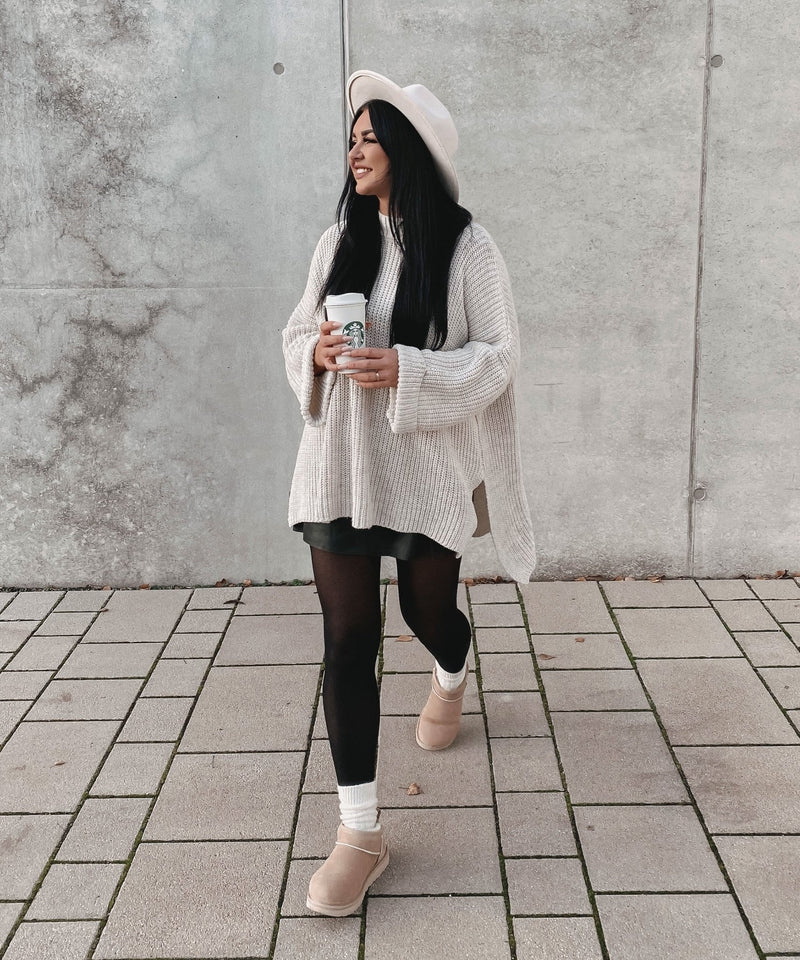 Gemütlicher übergroßer Strickpullover in sanftem Beige - Livezo