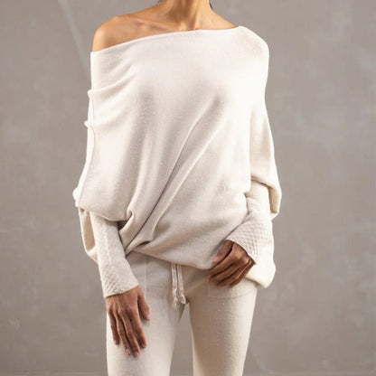 Gemütlicher übergroßer Strickpullover mit Carmenausschnitt - Livezo