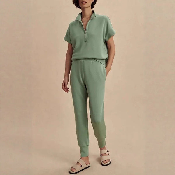 Gemütliches Halb - Reißverschluss - Sweatshirt und Jogger - Loungewear - Set - Livezo