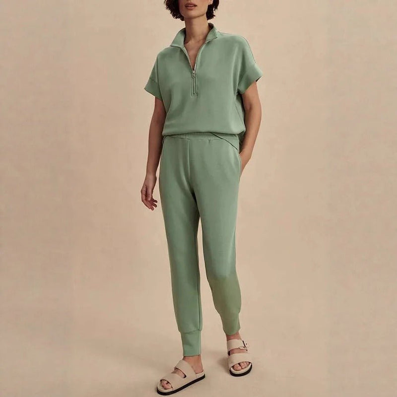 Gemütliches Halb - Reißverschluss - Sweatshirt und Jogger - Loungewear - Set - Livezo