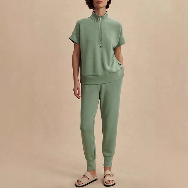 Gemütliches Halb - Reißverschluss - Sweatshirt und Jogger - Loungewear - Set - Livezo